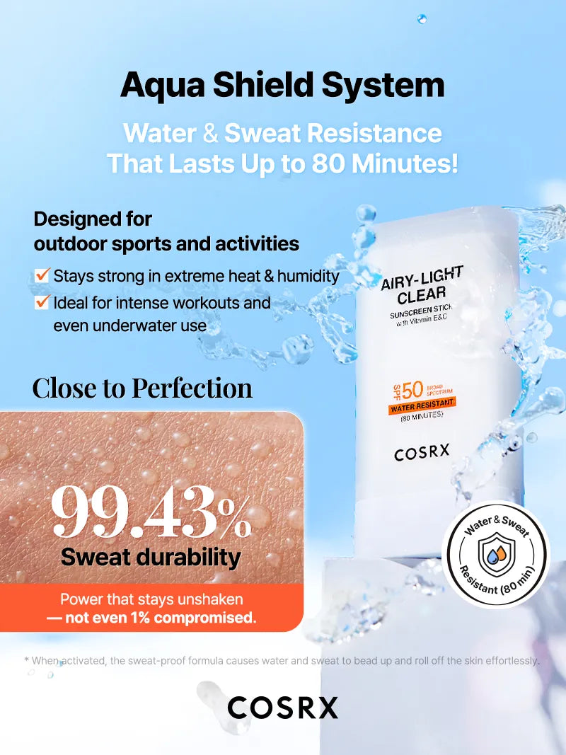 COSRX AIRY-LIGHT OIL CONTROL CLEAR SUNSCREEN STICK SPF 50 - Image 13